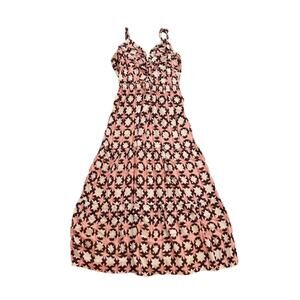 Ann Taylor LOFT Chocolate Brown Pink Floral Patterned Knee Length Tank Dress 6